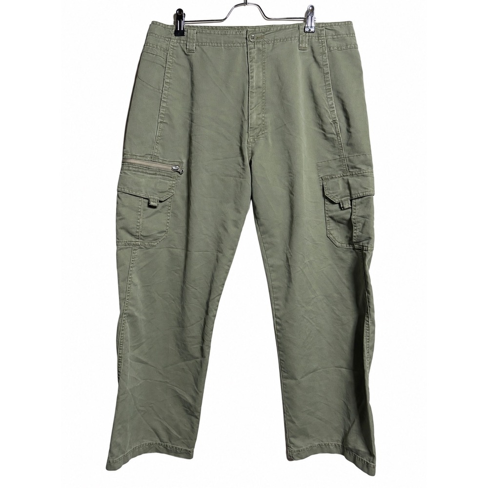 REI Mens Cargo Pants 34x30 Olive Green Organic Cotton Blend Herringbone Hiking